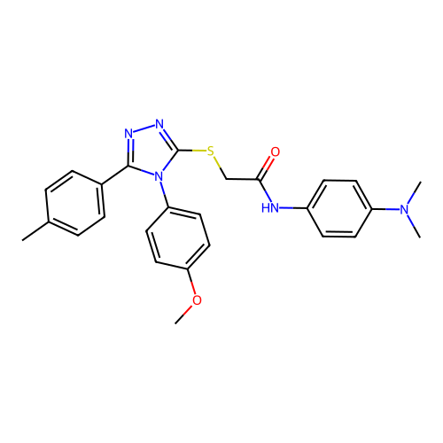 N-[4-(dimethylamino)phenyl]-2-{[4-(4-methoxyphenyl)-5-(4-methylphenyl)-4H-1,2,4-triazol-3-yl]sulfanyl}acetamide structure