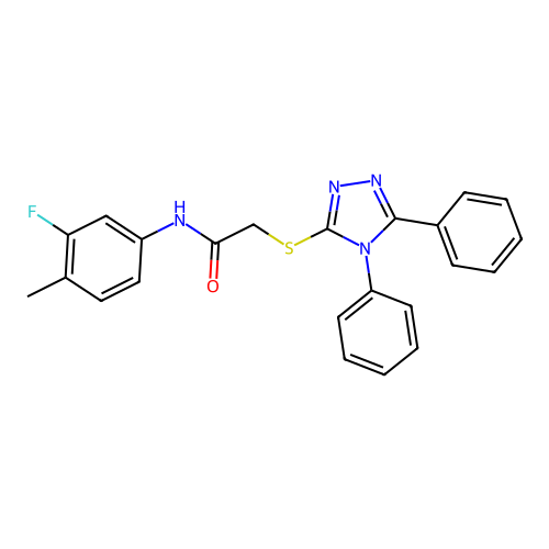 2-[(4,5-diphenyl-4H-1,2,4-triazol-3-yl)sulfanyl]-N-(3-fluoro-4-methylphenyl)acetamide structure
