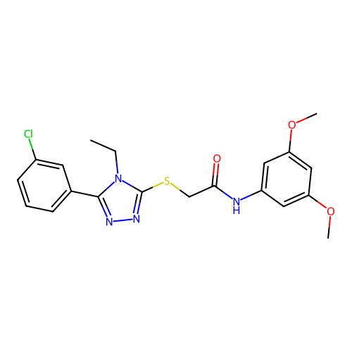 2-[[5-(3-chlorophenyl)-4-ethyl-1,2,4-triazol-3-yl]sulfanyl]-N-(3,5-dimethoxyphenyl)acetamide structure