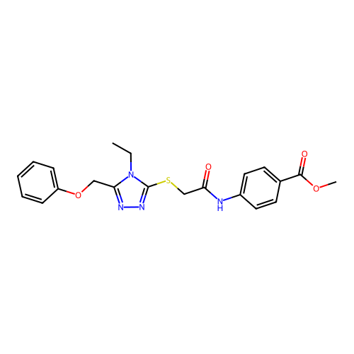 Methyl 4-[[2-[[4-ethyl-5-(phenoxymethyl)-1,2,4-triazol-3-yl]sulfanyl]acetyl]amino]benzoate structure