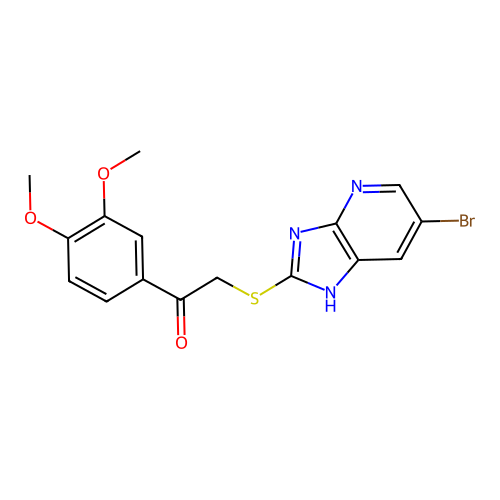 2-[(6-bromo-1H-imidazo[4,5-b]pyridin-2-yl)sulfanyl]-1-(3,4-dimethoxyphenyl)ethanone structure