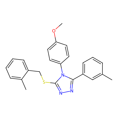 4-(4-methoxyphenyl)-3-(3-methylphenyl)-5-[(2-methylphenyl)methylsulfanyl]-1,2,4-triazole structure