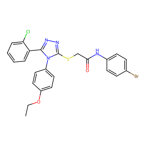 N-(4-bromophenyl)-2-[[5-(2-chlorophenyl)-4-(4-ethoxyphenyl)-1,2,4-triazol-3-yl]sulfanyl]acetamide structure