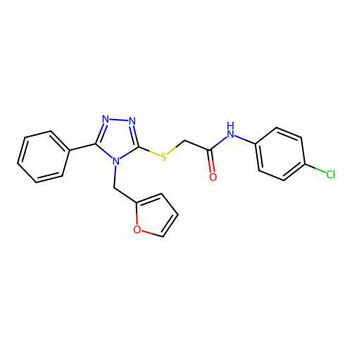 N-(4-chlorophenyl)-2-{[4-(furan-2-ylmethyl)-5-phenyl-4H-1,2,4-triazol-3-yl]sulfanyl}acetamide structure