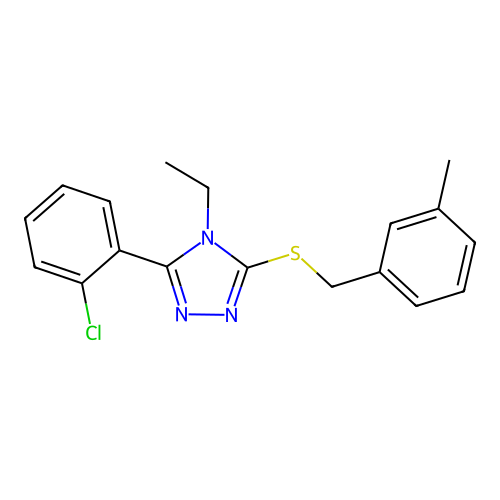 3-(2-chlorophenyl)-4-ethyl-5-[(3-methylbenzyl)sulfanyl]-4H-1,2,4-triazole structure