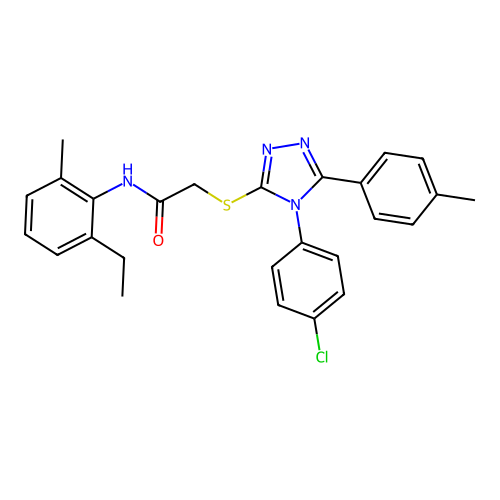 2-{[4-(4-chlorophenyl)-5-(4-methylphenyl)-4H-1,2,4-triazol-3-yl]sulfanyl}-N-(2-ethyl-6-methylphenyl)acetamide structure