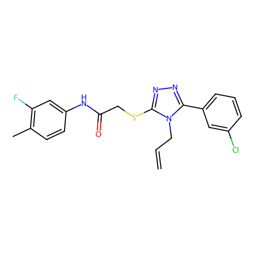 2-{[5-(3-chlorophenyl)-4-(prop-2-en-1-yl)-4H-1,2,4-triazol-3-yl]sulfanyl}-N-(3-fluoro-4-methylphenyl)acetamide structure
