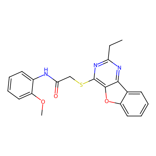 2-((2-ethylbenzofuro[3,2-d]pyrimidin-4-yl)thio)-N-(2-methoxyphenyl)acetamide structure