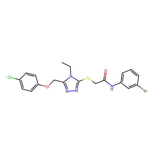 N-(3-bromophenyl)-2-({5-[(4-chlorophenoxy)methyl]-4-ethyl-4H-1,2,4-triazol-3-yl}sulfanyl)acetamide structure
