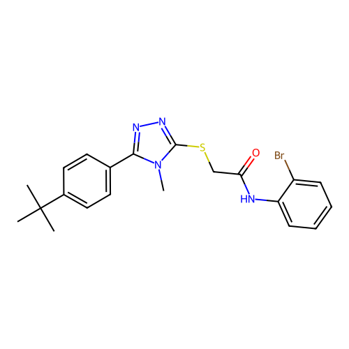 N-(2-bromophenyl)-2-{[5-(4-tert-butylphenyl)-4-methyl-4H-1,2,4-triazol-3-yl]sulfanyl}acetamide structure