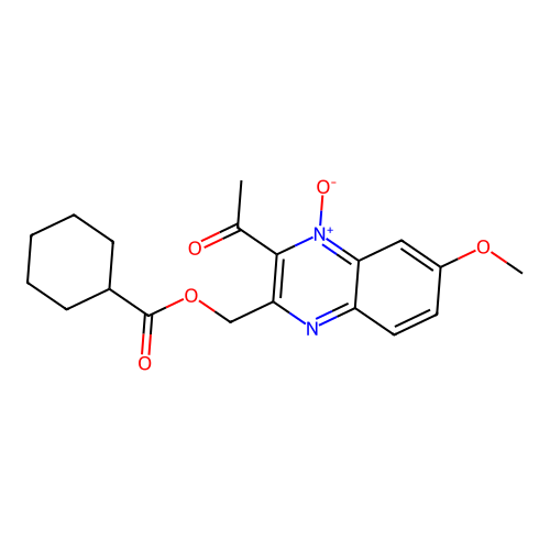(3-Acetyl-6-methoxy-4-oxidoquinoxalin-4-ium-2-yl)methyl cyclohexanecarboxylate structure
