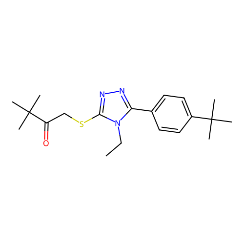 1-[[5-(4-tert-butylphenyl)-4-ethyl-1,2,4-triazol-3-yl]sulfanyl]-3,3-dimethylbutan-2-one structure