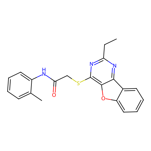2-((2-ethylbenzofuro[3,2-d]pyrimidin-4-yl)thio)-N-(o-tolyl)acetamide structure