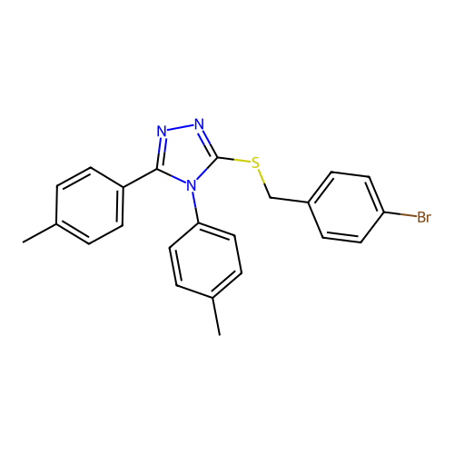 3-[(4-bromobenzyl)sulfanyl]-4,5-bis(4-methylphenyl)-4H-1,2,4-triazole structure