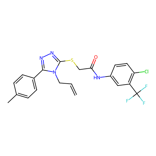 N-[4-chloro-3-(trifluoromethyl)phenyl]-2-{[5-(4-methylphenyl)-4-(prop-2-en-1-yl)-4H-1,2,4-triazol-3-yl]sulfanyl}acetamide structure