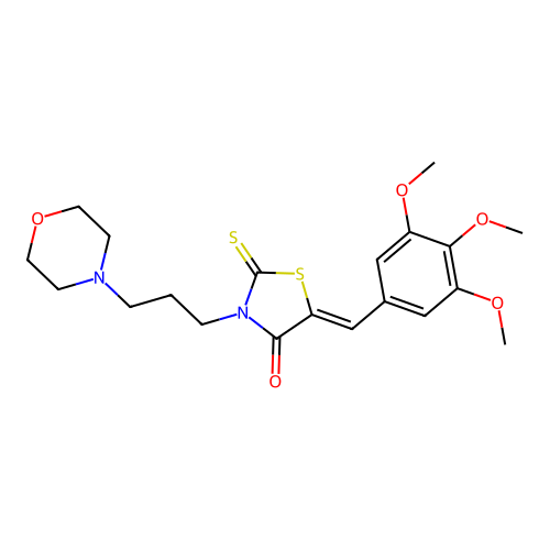 (5Z)-3-[3-(morpholin-4-yl)propyl]-2-thioxo-5-(3,4,5-trimethoxybenzylidene)-1,3-thiazolidin-4-one structure