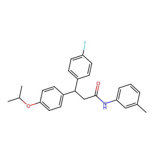 3-(4-fluorophenyl)-N-(3-methylphenyl)-3-[4-(propan-2-yloxy)phenyl]propanamide structure