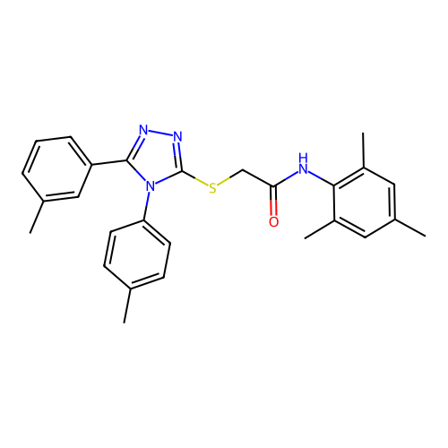 2-{[5-(3-methylphenyl)-4-(4-methylphenyl)-4H-1,2,4-triazol-3-yl]sulfanyl}-N-(2,4,6-trimethylphenyl)acetamide structure