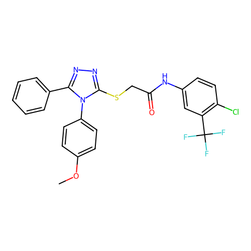 N-[4-chloro-3-(trifluoromethyl)phenyl]-2-{[4-(4-methoxyphenyl)-5-phenyl-4H-1,2,4-triazol-3-yl]sulfanyl}acetamide structure