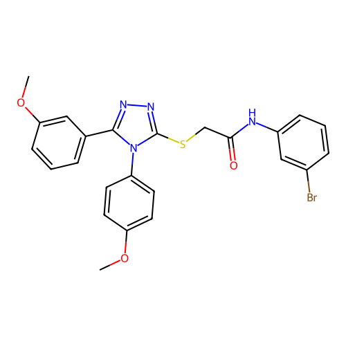 N-(3-bromophenyl)-2-{[5-(3-methoxyphenyl)-4-(4-methoxyphenyl)-4H-1,2,4-triazol-3-yl]sulfanyl}acetamide structure