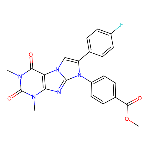 methyl 4-[7-(4-fluorophenyl)-2,4-dimethyl-1,3-dioxopurino[7,8-a]imidazol-6-yl]benzoate structure