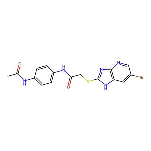 N-(4-acetamidophenyl)-2-((6-bromo-3H-imidazo[4,5-b]pyridin-2-yl)thio)acetamide structure