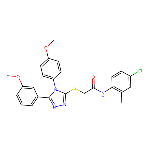 N-(4-chloro-2-methylphenyl)-2-{[5-(3-methoxyphenyl)-4-(4-methoxyphenyl)-4H-1,2,4-triazol-3-yl]sulfanyl}acetamide structure