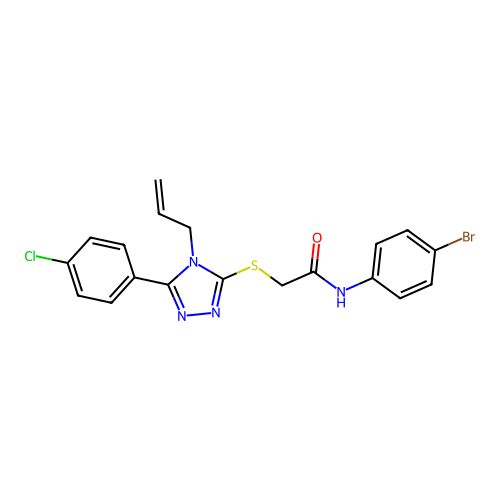 N-(4-bromophenyl)-2-[[5-(4-chlorophenyl)-4-prop-2-enyl-1,2,4-triazol-3-yl]sulfanyl]acetamide structure