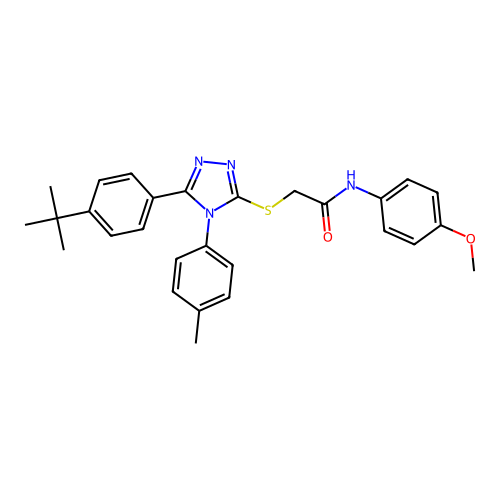 2-{[5-(4-tert-butylphenyl)-4-(4-methylphenyl)-4H-1,2,4-triazol-3-yl]sulfanyl}-N-(4-methoxyphenyl)acetamide structure