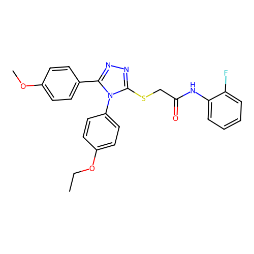 2-{[4-(4-ethoxyphenyl)-5-(4-methoxyphenyl)-4H-1,2,4-triazol-3-yl]sulfanyl}-N-(2-fluorophenyl)acetamide structure