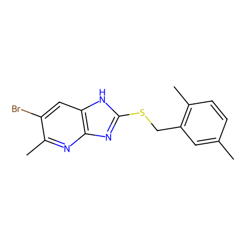 6-bromo-2-[(2,5-dimethylbenzyl)sulfanyl]-5-methyl-1H-imidazo[4,5-b]pyridine structure