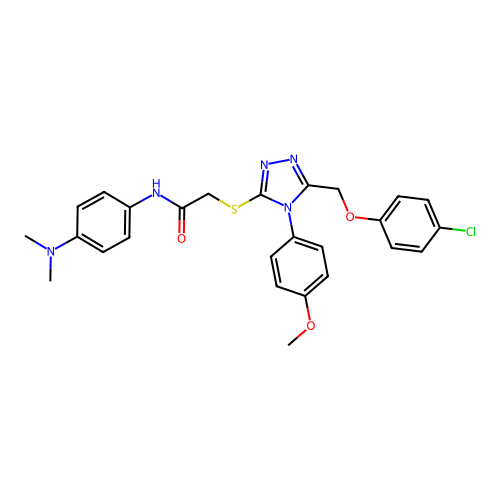 2-((5-((4-chlorophenoxy)methyl)-4-(4-methoxyphenyl)-4H-1,2,4-triazol-3-yl)thio)-N-(4-(dimethylamino)phenyl)acetamide structure
