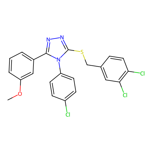 4-(4-chlorophenyl)-3-[(3,4-dichlorophenyl)methylsulfanyl]-5-(3-methoxyphenyl)-1,2,4-triazole structure