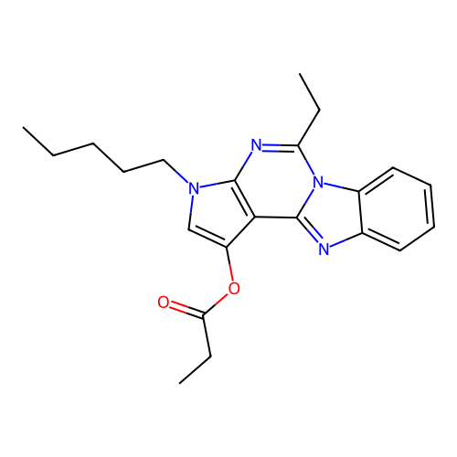 5-ethyl-3-pentyl-3H-benzo[4,5]imidazo[1,2-c]pyrrolo[3,2-e]pyrimidin-1-yl propionate structure