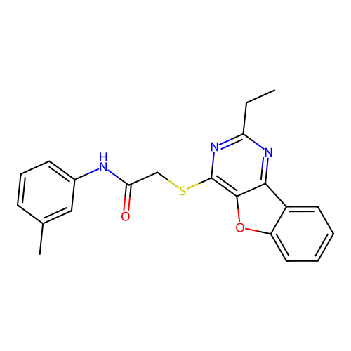 2-((2-ethylbenzofuro[3,2-d]pyrimidin-4-yl)thio)-N-(m-tolyl)acetamide structure