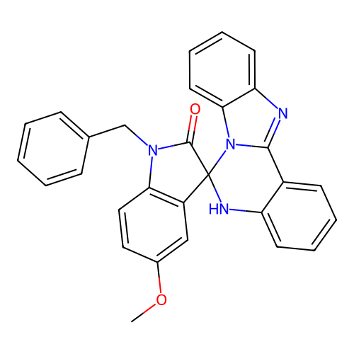 1'-benzyl-5'-methoxy-5H-spiro[benzimidazo[1,2-c]quinazoline-6,3'-indol]-2'(1'H)-one structure