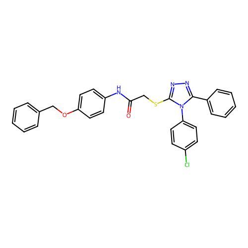 2-[[4-(4-chlorophenyl)-5-phenyl-1,2,4-triazol-3-yl]sulfanyl]-N-(4-phenylmethoxyphenyl)acetamide structure