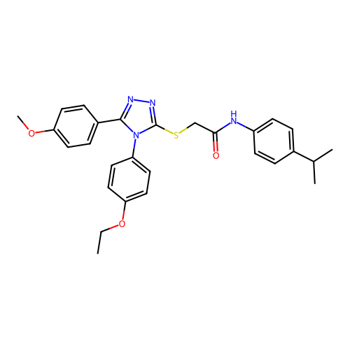 2-{[4-(4-ethoxyphenyl)-5-(4-methoxyphenyl)-4H-1,2,4-triazol-3-yl]sulfanyl}-N-[4-(propan-2-yl)phenyl]acetamide structure