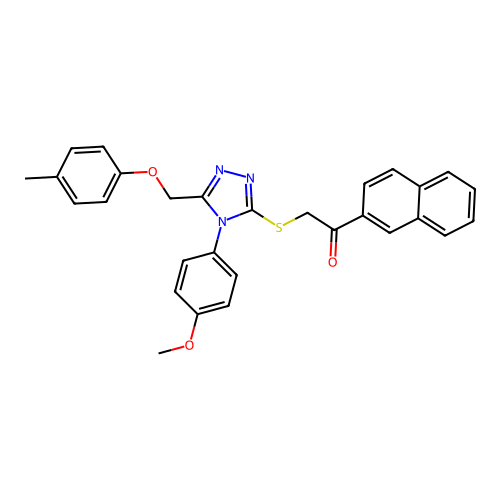 2-((4-(4-methoxyphenyl)-5-((p-tolyloxy)methyl)-4H-1,2,4-triazol-3-yl)thio)-1-(naphthalen-2-yl)ethanone structure