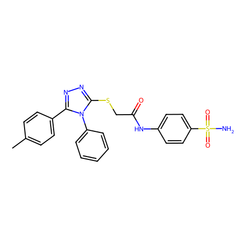 2-[[5-(4-methylphenyl)-4-phenyl-1,2,4-triazol-3-yl]sulfanyl]-N-(4-sulfamoylphenyl)acetamide structure