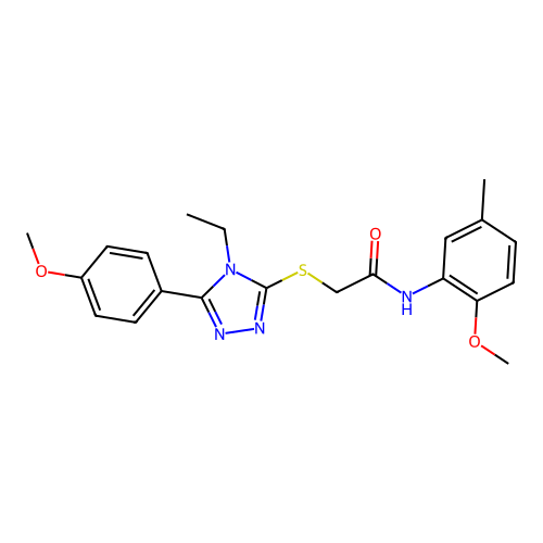 2-((4-ethyl-5-(4-methoxyphenyl)-4H-1,2,4-triazol-3-yl)thio)-N-(2-methoxy-5-methylphenyl)acetamide structure