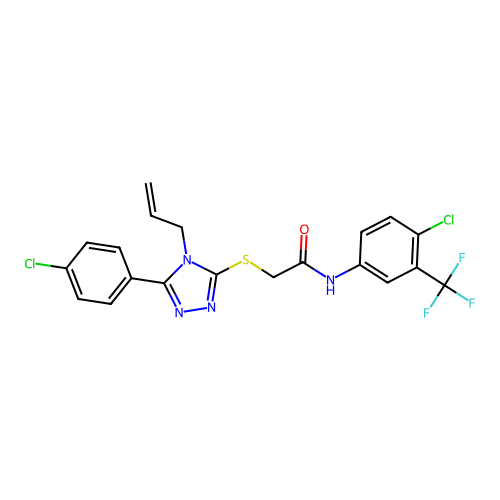 2-((4-allyl-5-(4-chlorophenyl)-4H-1,2,4-triazol-3-yl)thio)-N-(4-chloro-3-(trifluoromethyl)phenyl)acetamide structure