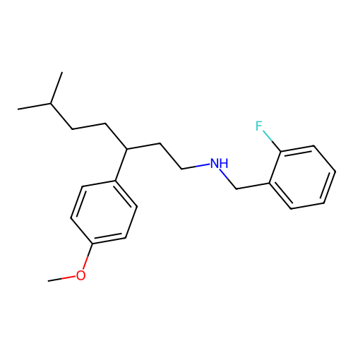 N-(2-fluorobenzyl)-3-(4-methoxyphenyl)-6-methylheptan-1-amine structure