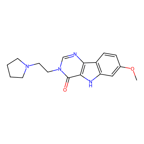 7-methoxy-3-[2-(pyrrolidin-1-yl)ethyl]-3,5-dihydro-4H-pyrimido[5,4-b]indol-4-one structure