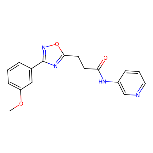 3-[3-(3-methoxyphenyl)-1,2,4-oxadiazol-5-yl]-N-(pyridin-3-yl)propanamide structure
