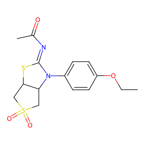 N-[(2Z)-3-(4-ethoxyphenyl)-5,5-dioxidotetrahydrothieno[3,4-d][1,3]thiazol-2(3H)-ylidene]acetamide structure