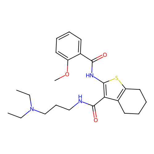 N-(3-(diethylamino)propyl)-2-(2-methoxybenzamido)-4,5,6,7-tetrahydrobenzo[b]thiophene-3-carboxamide structure