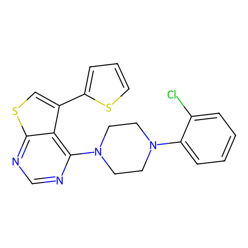 4-(4-(2-Chlorophenyl)piperazin-1-yl)-5-(thiophen-2-yl)thieno[2,3-d]pyrimidine structure