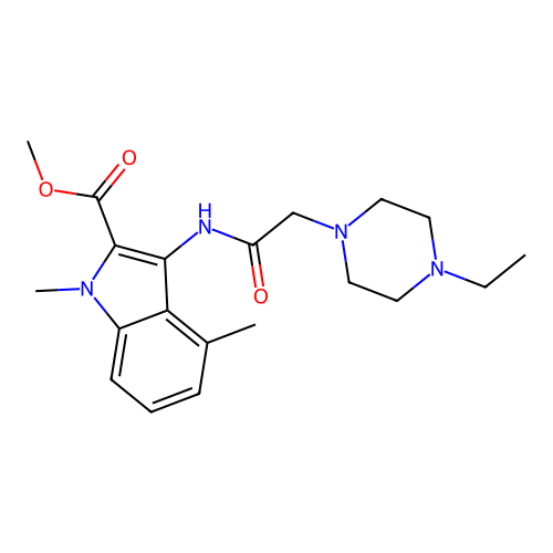 methyl 3-(2-(4-ethylpiperazin-1-yl)acetamido)-1,4-dimethyl-1H-indole-2-carboxylate structure
