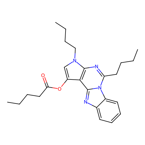 3,5-dibutyl-3H-benzo[4,5]imidazo[1,2-c]pyrrolo[3,2-e]pyrimidin-1-yl pentanoate structure